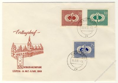 DDR 1960 FDC Mi-Nr. 786-788 ESt. Schach-Olympiade Leipzig