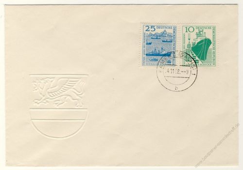 DDR 1958 FDC Mi-Nr. 663-664 ESt. Bau des Seehafens Rostock