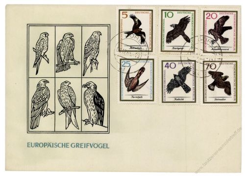 DDR 1965 FDC Mi-Nr. 1147-1152 ESt. Europische Greifvgel