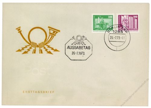 DDR 1973 FDC Mi-Nr. 1868-1869 mit Nr. 1868R ESt. Aufbau in der DDR