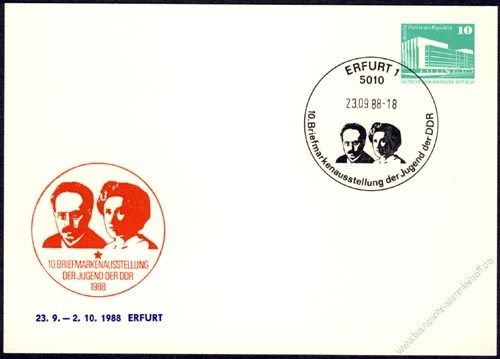 DDR Nr. PP018 D2/013 SSt. 10. Briefmarkenausstellung in Erfurt