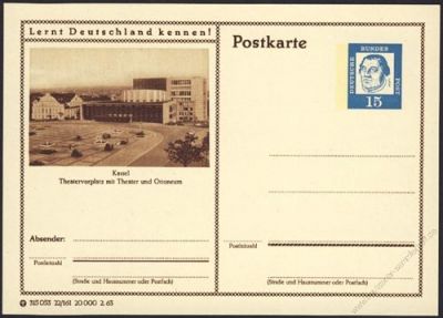 BRD 1963 Mi-Nr. P081 22/161 * Kassel - Theatervorplatz