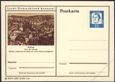 BRD 1963 Mi-Nr. P081 25/189 * Weilburg