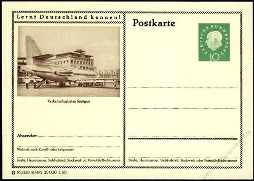 BRD 1959 Mi-Nr. P042 081/492 * Stuttgart - Flughafen