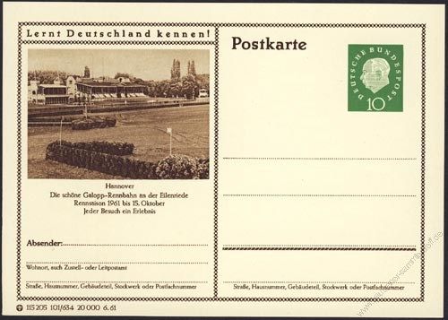 BRD 1960 Mi-Nr. P053 101/634 * Hannover - Galopp-Rennbahn