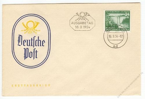 DDR 1954 FDC Mi-Nr. 431 ESt. Hilfe fr die Hochwasser-Geschdigten