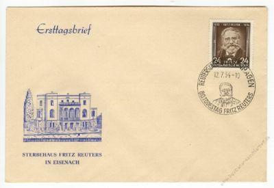 DDR 1954 FDC Mi-Nr. 430 SSt. 80. Todestag von Fritz Reuter