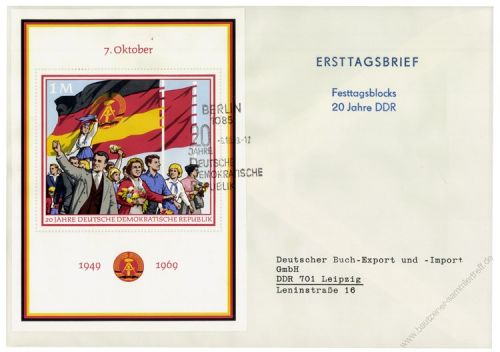 DDR 1969 FDC Mi-Nr. 1508 (Block 29) SSt. 20 Jahre DDR