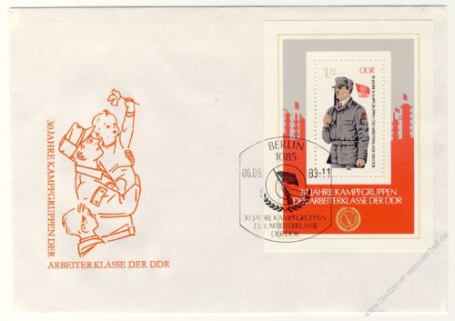 DDR 1983 FDC Mi-Nr. 2824 (Block 72) SSt. 30 Jahre Kampfgruppen